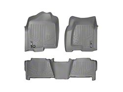 SmartLiner Smart Coverage Custom Fit Front and Rear Floor Liners; Gray (01-06 Silverado 3500 HD Crew Cab w/o Floor Shifter & Vinyl Flooring)