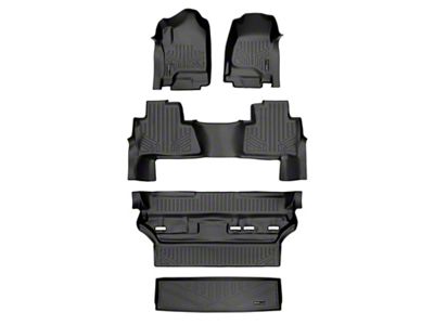 SmartLiner Smart Coverage Custom Fit Front, 2nd Row, 3rd Row Floor and Cargo Liners; Behind 3rd Row; Black (15-20 Tahoe w/ 2nd Row Bench Seat)