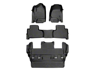 SmartLiner Smart Coverage Custom Fit Front, 2nd Row and 3rd Row Floor Liners; Black (15-20 Tahoe w/ 2nd Row Bucket Seats)