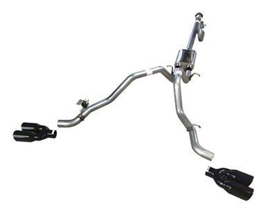 Solo Performance Mach 40 Dual Exhaust System with Black Tips; Side Exit (14-18 5.3L Sierra 1500)