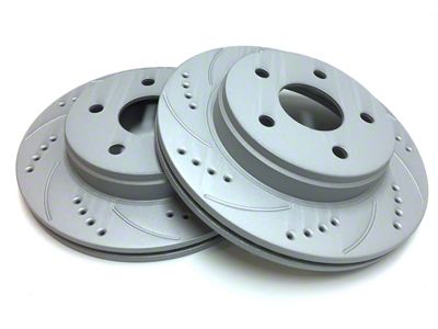 SP Performance Cross-Drilled Rotors with Gray ZRC Coating; Rear Pair (07-18 Sierra 1500)