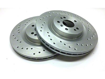 SP Performance Cross-Drilled Rotors with Silver Zinc Plating; Front Pair (05-06 Sierra 1500 w/ Rear Drum Brakes; 07-18 Sierra 1500)