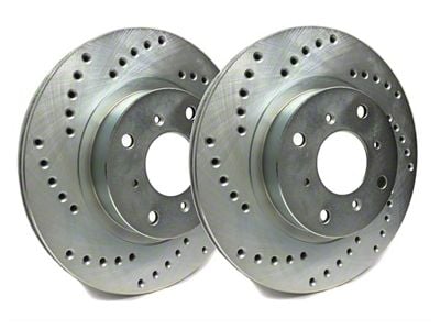 SP Performance Cross-Drilled Rotors with Silver Zinc Plating; Rear Pair (04-14 F-150; 15-20 F-150 w/ Manual Parking Brake)