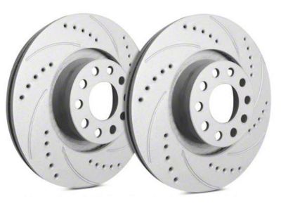 SP Performance Cross-Drilled and Slotted Rotors with Gray ZRC Coating; Front Pair (02-18 RAM 1500)