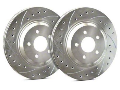 SP Performance Cross-Drilled and Slotted Rotors with Silver ZRC Coated; Front Pair (05-06 Silverado 1500 w/ Rear Drum Brakes; 07-18 Silverado 1500)