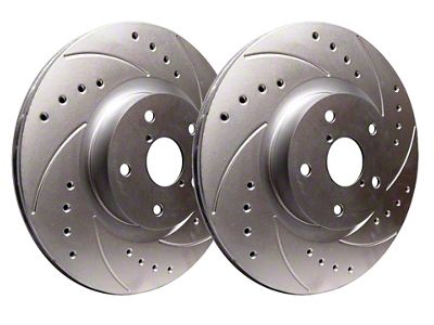 SP Performance Cross-Drilled 5-Lug Rotors with Silver ZRC Coating; Front Pair (87-90 4WD Dakota)