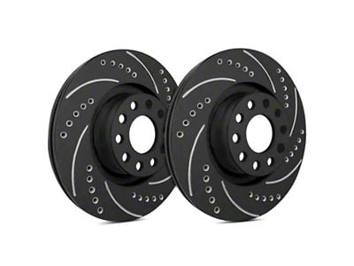 SP Performance Cross-Drilled and Slotted 6-Lug Rotors with Black ZRC Coating; Front Pair (03-04 Dakota)