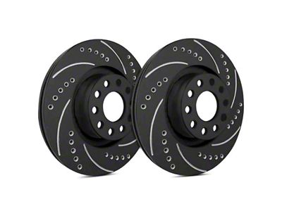 SP Performance Cross-Drilled and Slotted 6-Lug Rotors with Black ZRC Coated; Front Pair (03-04 Dakota)