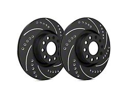 SP Performance Cross-Drilled and Slotted 5-Lug Rotors with Black ZRC Coating; Front Pair (05-11 Dakota)