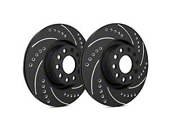 SP Performance Cross-Drilled and Slotted 5-Lug Rotors with Black ZRC Coated; Front Pair (05-11 Dakota)