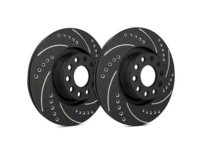 SP Performance Cross-Drilled and Slotted 5-Lug Rotors with Black ZRC Coating; Front Pair (05-11 Dakota)
