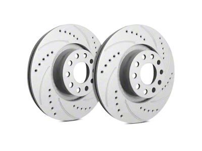 SP Performance Cross-Drilled and Slotted 6-Lug Rotors with Gray ZRC Coating; Front Pair (03-04 Dakota)