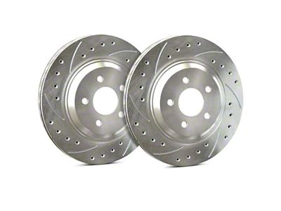 SP Performance Cross-Drilled and Slotted 6-Lug Rotors with Silver ZRC Coated; Front Pair (03-04 Dakota)