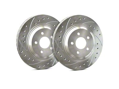 SP Performance Cross-Drilled and Slotted 5-Lug Rotors with Silver ZRC Coating; Front Pair (05-11 Dakota)