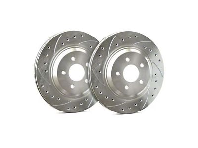 SP Performance Cross-Drilled and Slotted 6-Lug Rotors with Silver ZRC Coating; Front Pair (91-96 4WD Dakota; 97-02 Dakota)
