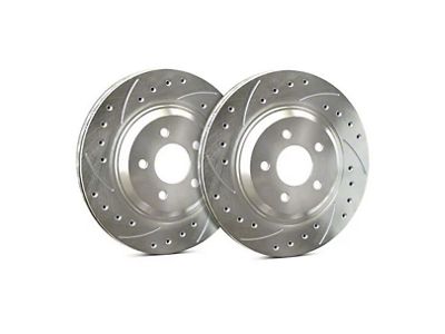 SP Performance Cross-Drilled and Slotted 6-Lug Rotors with Silver ZRC Coated; Front Pair (91-96 4WD Dakota; 97-02 Dakota)