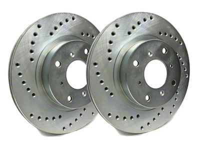 SP Performance Cross-Drilled 6-Lug Rotors with Silver ZRC Coated; Rear Pair (15-17 F-150 w/ Electric Parking Brake)