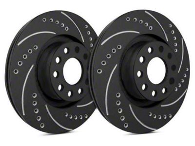 SP Performance Cross-Drilled and Slotted 5-Lug Rotors with Black ZRC Coated; Rear Pair (97-98 F-150 w/ ABS Brakes)