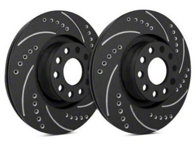 SP Performance Cross-Drilled and Slotted 7-Lug Rotors with Black ZRC Coated; Front Pair (00-03 4WD F-150)