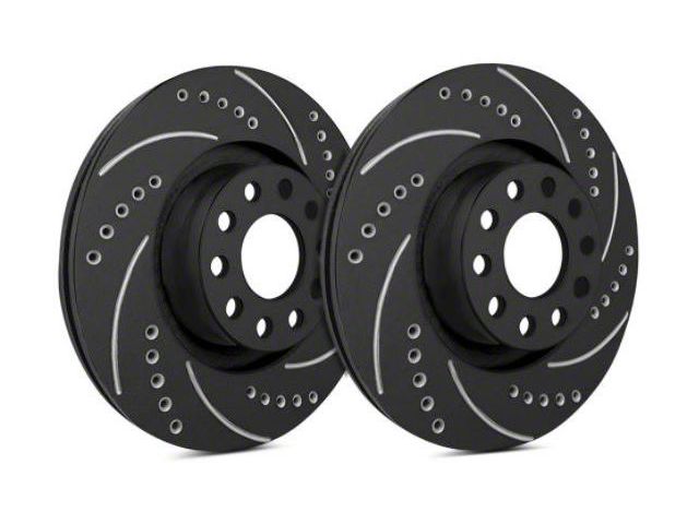 SP Performance Cross-Drilled and Slotted 7-Lug Rotors with Black ZRC Coated; Rear Pair (04-11 F-150)