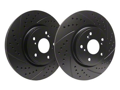 SP Performance Double Drilled and Slotted 6-Lug Rotors with Black ZRC Coated; Rear Pair (18-20 F-150 w/ Electric Parking Brake)