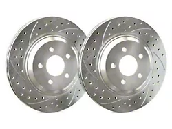 SP Performance Double Drilled and Slotted 6-Lug Rotors with Silver ZRC Coated; Rear Pair (18-20 F-150 w/ Electric Parking Brake)