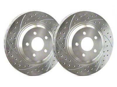 SP Performance Double Drilled and Slotted 6-Lug Rotors with Silver ZRC Coated; Rear Pair (18-20 F-150 w/ Electric Parking Brake)