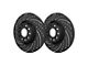 SP Performance Double Drilled and Slotted 7-Lug Rotors with Black ZRC Coated; Front Pair (00-03 4WD F-150)