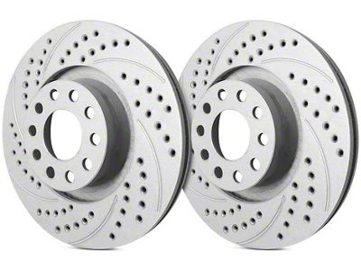 SP Performance Double Drilled and Slotted 7-Lug Rotors with Gray ZRC Coating; Front Pair (00-03 4WD F-150)