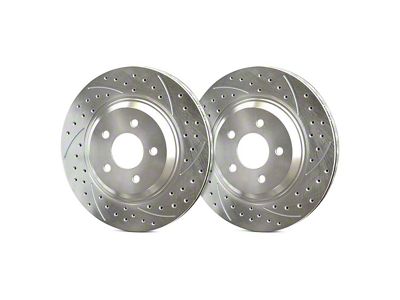 SP Performance Double Drilled and Slotted 7-Lug Rotors with Silver ZRC Coated; Front Pair (00-03 4WD F-150)
