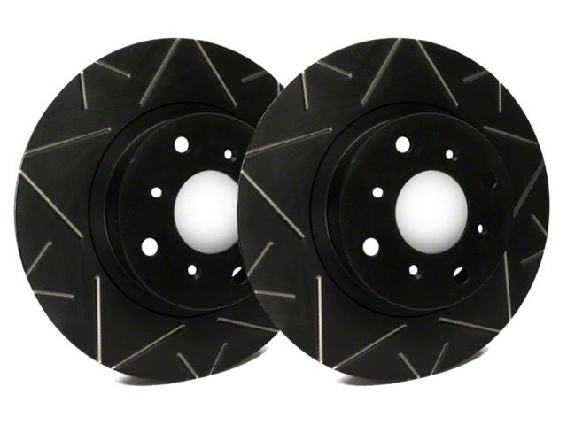 SP Performance Peak Series Slotted 6-Lug Rotors with Black ZRC Coated; Rear Pair (12-14 F-150; 15-20 F-150 w/ Manual Parking Brake)