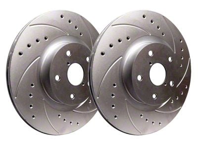 SP Performance Cross-Drilled and Slotted 8-Lug Rotors with Silver Zinc Plating; Front Pair (13-22 4WD F-350 Super Duty)