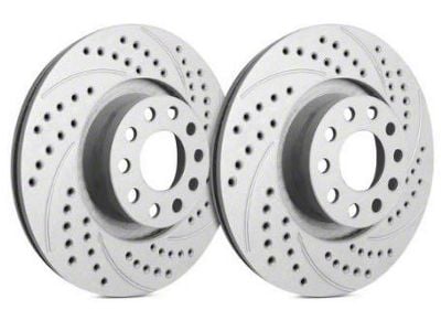 SP Performance Double Drilled and Slotted 8-Lug Rotors with Gray ZRC Coating; Front Pair (13-25 4WD F-350 Super Duty)