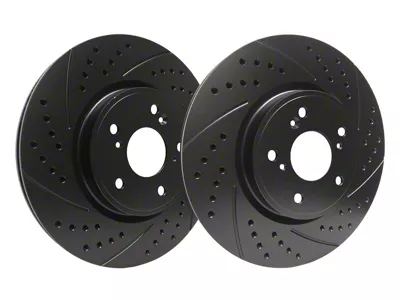 SP Performance Double Drilled and Slotted 5-Lug Rotors with Black ZRC Coated; Rear Pair (04-06 RAM 1500 SRT-10)