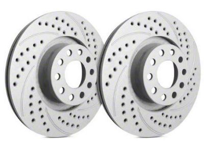 SP Performance Double Drilled and Slotted 5-Lug Rotors with Gray ZRC Coating; Front Pair (02-18 RAM 1500, Excluding SRT-10 & Mega Cab)