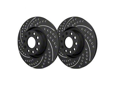 SP Performance Double Drilled and Slotted 6-Lug Rotors with Black ZRC Coated; Front Pair (19-24 RAM 1500)