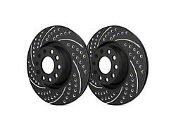SP Performance Double Drilled and Slotted 6-Lug Rotors with Black ZRC Coated; Rear Pair (19-24 RAM 1500)