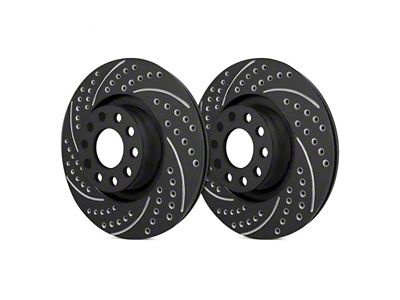 SP Performance Double Drilled and Slotted 6-Lug Rotors with Black ZRC Coated; Rear Pair (19-24 RAM 1500)