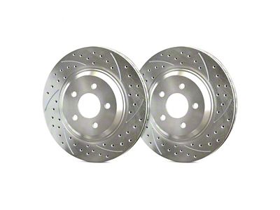 SP Performance Double Drilled and Slotted 6-Lug Rotors with Silver ZRC Coated; Front Pair (19-24 RAM 1500)