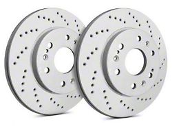 SP Performance Cross-Drilled 8-Lug Rotors with Gray ZRC Coating; Rear Pair (03-08 RAM 2500)