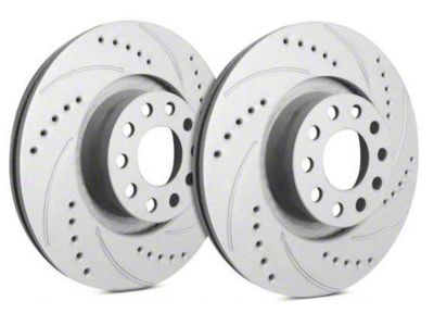 SP Performance Cross-Drilled and Slotted 8-Lug Rotors with Gray ZRC Coating; Front Pair (09-18 RAM 3500)