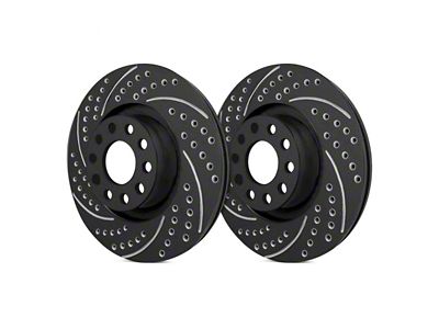 SP Performance Double Drilled and Slotted 6-Lug Rotors with Black ZRC Coating; Front Pair (19-25 Ranger, Excluding Raptor)