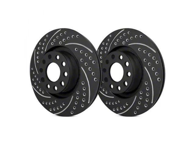 SP Performance Double Drilled and Slotted 6-Lug Rotors with Black ZRC Coated; Front Pair (19-23 Ranger)