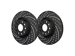 SP Performance Double Drilled and Slotted 6-Lug Rotors with Black ZRC Coated; Front Pair (19-23 Ranger)