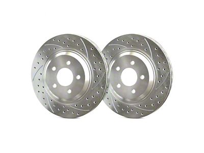 SP Performance Double Drilled and Slotted 6-Lug Rotors with Silver ZRC Coating; Front Pair (19-25 Ranger, Excluding Raptor)