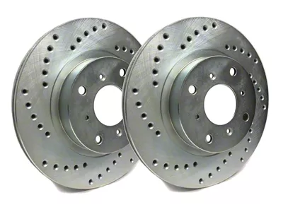 SP Performance Cross-Drilled 6-Lug Rotors with Silver Zinc Plating; Front Pair (19-25 Sierra 1500)