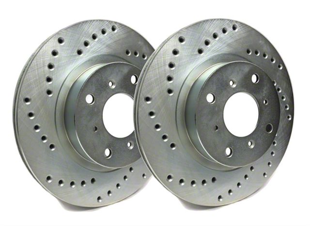 SP Performance Cross-Drilled 6-Lug Rotors with Silver Zinc Plating; Front Pair (99-06 Sierra 1500 w/o Rear Drum Brakes)