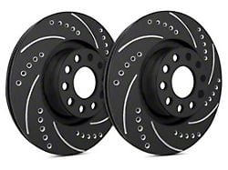 SP Performance Cross-Drilled and Slotted 6-Lug Rotors with Black Zinc Plating; Front Pair (19-24 Sierra 1500)