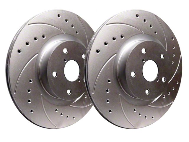 SP Performance Cross-Drilled and Slotted 8-Lug Rotors with Silver Zinc Plating; Front Pair (07-10 Sierra 2500 HD)
