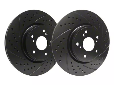 SP Performance Double Drilled and Slotted 8-Lug Rotors with Black Zinc Plating; Front Pair (11-24 Sierra 2500 HD)